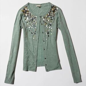 Sequin Embellished Mint Green Cardigan
